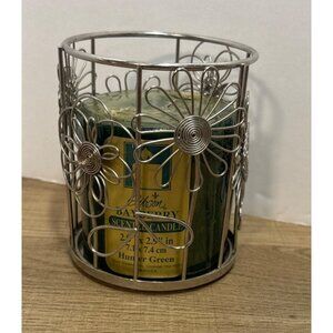 Gibson Bayberry Scented Candle Hunter Green With Silver Floral Candle Holder USA